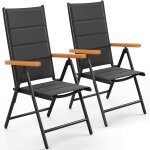 Liferun - lot de 2 chaises de jardin pliante, chaises en aluminium pour balcon, avec dossier et si�ge ...
