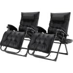 Liferun - lot de 2 chaises longues pliantes en tissu robuste, transat de jardin avec coussin, fauteuils, ...