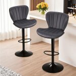 Liferun - lot de 2 tabourets de bar, chaise haute cuisine, r�glables en hauteur, pivotants, bien rembourr�s, ...
