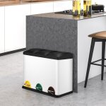 Liferun - poubelle 45 litres avec couvercle, poubelle tri selectif 3 bac, poubelles de recyclage, poubelle ...