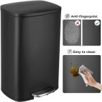 Liferun - poubelle cuisine 50 litres, poubelle  pdale en acier mtal avec couvercle, seaux intrieurs ...