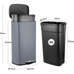 Liferun - poubelle à pédale 30 litres, poubelle cuisine en acier métal avec seaux intérieurs amovible ... Liferun - poubelle à pédale 30 litres, poubelle cuisine en acier métal avec seaux intérieurs amovible ...