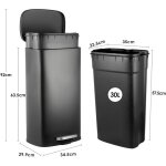 Liferun - poubelle à pédale 30 litres, poubelle cuisine en acier métal avec seaux intérieurs amovible ... Liferun - poubelle à pédale 30 litres, poubelle cuisine en acier métal avec seaux intérieurs amovible ...