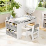 Liferun - table pour enfant avec 2 chaises, ensemble de chaises en bois, table de coloriage, table de ...