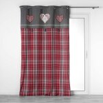 Ligne decor - rideau � ?illets 140 x 240 cm coton tiss� ? motif c?ur & pompons sweet heart