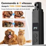 Lime � ongles chien, 4 vitesses variables lime griffe chien electrique avec lumi�res led, coupe ongles ...