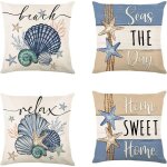 Lin naturel housse coussin 45x45 cm lot de 4 canap� chaise lit jardin, d�coration int�rieure ext�rieure ...