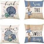 Lin naturel housse coussin 45x45 cm lot de 4 canap� chaise lit jardin, d�coration int�rieure ext�rieure ...