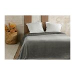 Couvre lit velours gaufr - 240x260cm - gris
