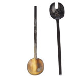 Line - couverts � salade en corne naturelle noire - 22cm - ensemble de service �l�gant et authentique ...