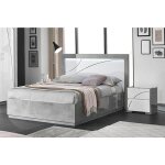 Ensemble lit 160x200cm avec leds + 2 chevets laqus blanc et gris bton - lineal