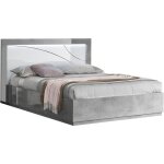 Altobuy - lit 160x200cm laqué blanc et gris béton détails chromés avec leds - lineal Altobuy - lit 160x200cm laqué blanc et gris béton détails chromés avec leds - lineal