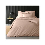 Promo linge - housse de couette percale unie ? parure de lit luxe et confort - 240x220cm - nude / rose ...
