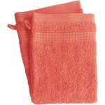 Le linge de jules - lot de 2 gants de toilette - 100% coton - 450 gr / m2 - corail