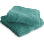 Le linge de jules - lot de 2 serviettes de toilette 50 x 90 cm - 100% coton - 450 gr / m2 - vert lagon ...