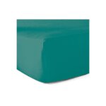 Le linge de jules - drap - housse 100% coton 57 fils vert turquoise 120 x 190 cm - bonnet 30 cm