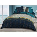 Le linge de jules - housse de couette 220x240 + 2 taies - microfibre - biarritz