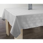 Nappe anti - taches damass�e gris perle - carr�e 150 x 150 cm