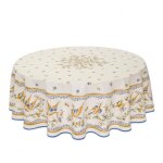 Nappe provençale ronde anti - tâche moustier bleu 100% polyester Nappe provençale ronde anti - tâche moustier bleu 100% polyester