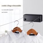Linge r�tractable, fil linge extensible r�glable 4. 2 m, poteau etendoir linge exterieur, corde a linge ...