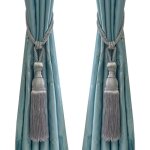 Linghhang - 1 paire d'embrasses de rideaux � pompons en corde tress�e avec boucle d�corative (gris)