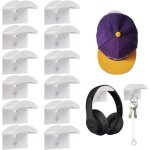 Linghhang - 12 pices de chapeaux muraux adhsifs (blancs), support de rangement pour crochets  chapeaux, ...