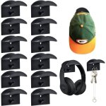 Linghhang - 12 pices de chapeaux muraux adhsifs (noir), support de rangement pour crochets  chapeaux, ...