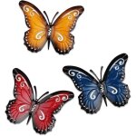 Linghhang - 3 pices mtal papillon mtal papillon dcorations murales mtal papillon mur art mtal papillon ...