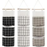 Linghhang - 3pcs sac de rangement suspendu avec 3 poches(noir / gris / blanc), tagre mural en tissu ...