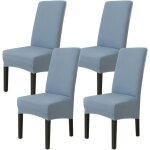 Linghhang - lot de 4 housse de chaise de salle  manger(gris et bleu), housse de chaise extensible, couverture ...