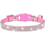 Linghhang - 5 pcs collier pour chien et chat - collier en velours doux et cristal - rose