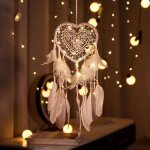 Linghhang - attrape de rves led, faite main capteur de rves en plumes lumineux dream catcher pour chambre ...