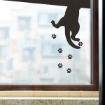 Linghhang - autocollant mural patte de chat pour toilettes, empreinte de pas, vitrine en verre, d�coration ...