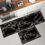 Linghhang - c)tapis de cuisine antid�rapant et lavable 2 pi�ces, marbre dor� antiderapant tapis de cuisine ...