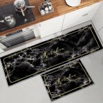 Linghhang - c)tapis de cuisine antidrapant et lavable 2 pices, marbre dor antiderapant tapis de cuisine ...