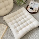 Linghhang - carr)elgante galette de chaise 40x40cm, coton, lavable en machine, creme