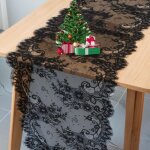 Linghhang - chemin de table en dentelle noire vintage de 75x 300cm pour mariage - chemin de table vintage ...