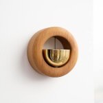 Linghhang - cloche de commerant pour ouverture de porte - teck dor (rond) - carillon magntique pour ...