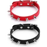 Linghhang - collier à pointes pour chat et chien, 2 pièces en cuir pu souple, collier réglable à rivets ... Linghhang - collier à pointes pour chat et chien, 2 pièces en cuir pu souple, collier réglable à rivets ...