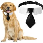 Linghhang - cravate pour chien, 1 lot de cravate noire en coton avec boucle réglable pour chiens de taille ... Linghhang - cravate pour chien, 1 lot de cravate noire en coton avec boucle réglable pour chiens de taille ...