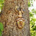 Linghhang - dcorations artistiques 3d en forme de visage d'arbre de vieil homme - sculpture amusante ...