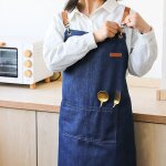 Linghhang - denim tablier de cuisine r�glable en jean avec poche, tablier de cuisine, pour femme, homme, ...