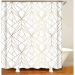 Linghhang - design rideau de douche dor ligne jaune triangles salle de bain textile rideau anti - moisissure ...