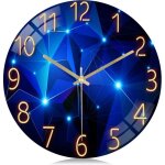 Linghhang - horloge 30cm murale verre ciel toil, silencieuse pendule murale bleu moderne design crative, ...