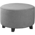 Housse de pouf en jacquard extensible (kaki, petit), housse de repose - pieds, housse de protection de ...