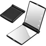 Linghhang - miroir de poche led pliable - noir, miroir de voyage de poche, petit miroir pliable, miroir ...