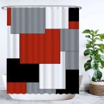 Linghhang - rideau de douche - rectangle carr - 180 x 200 cm - lavable - anti moisissure - avec 12 anneaux ...