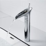Robinet de lavabo, mitigeur cascade de salle de bain, eau chaude et froide rglable, matriau en laiton ...
