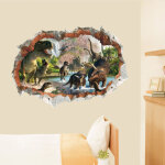 Linghhang - sticker muraux dinosaures dans la rivi�re 3d autocollant mural 3d vue d'effet sp�cial 3d ...