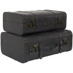 Lot de 2 malles vintages collection charbon d'antan en bois brut noires Lot de 2 malles vintages collection charbon d'antan en bois brut noires